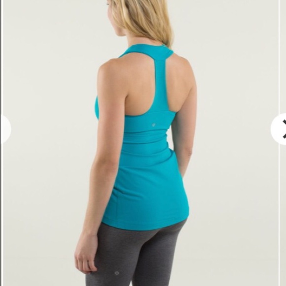 Lululemon Deep Breath Tank Top" Turquoise-Size 4 Good Condition - Picture 2 of 11